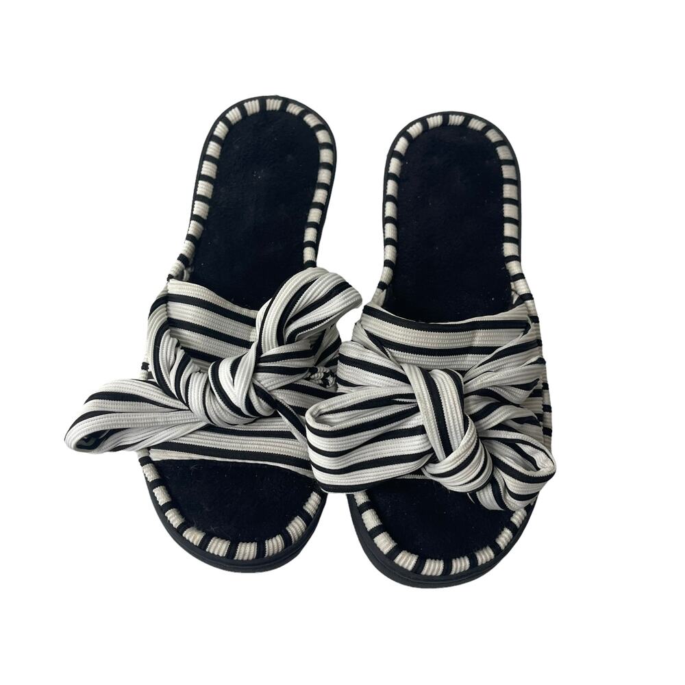Ultra Ideas Black White Memory Foam‎ Bow Slides